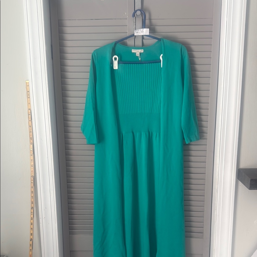 Eva Mendes for New York & Company Green Long Sleeve Dress